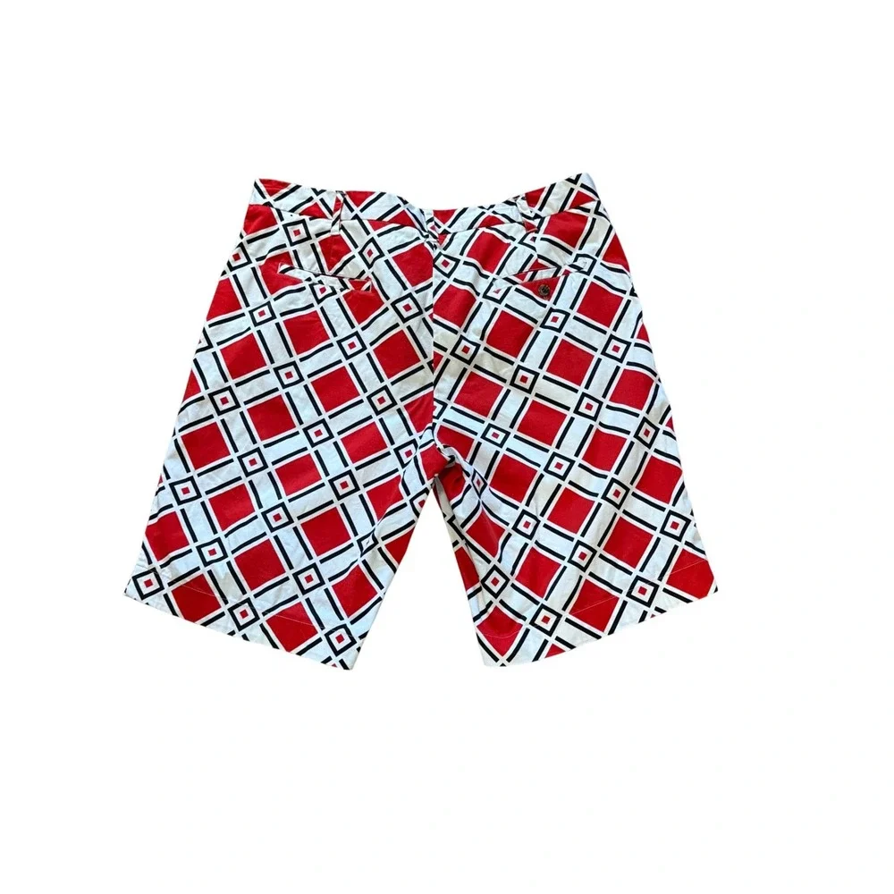 Loud Mouth Mens Danger Golf‎ Shorts SZ 40 Red Black White Geometric Pattern